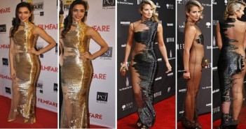 Deepika Padukone and Lady Victoria Hervey in Gaurav Gupta