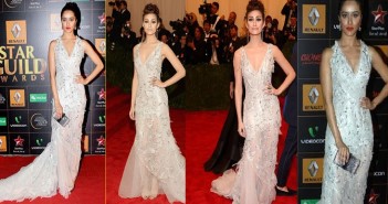 Shradha Kapoor and Emmy Rossum in donna Karen